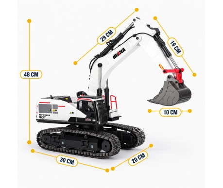 Радиоуправляемый экскаватор белый HUI NA TOYS масштаб 1:14 2.4G - HN1594-WHITE