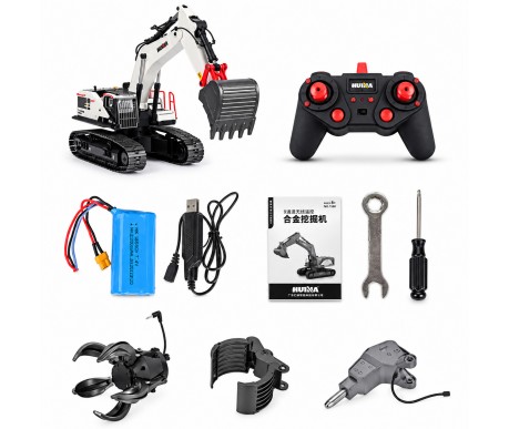 Радиоуправляемый экскаватор белый HUI NA TOYS масштаб 1:14 2.4G - HN1594-WHITE