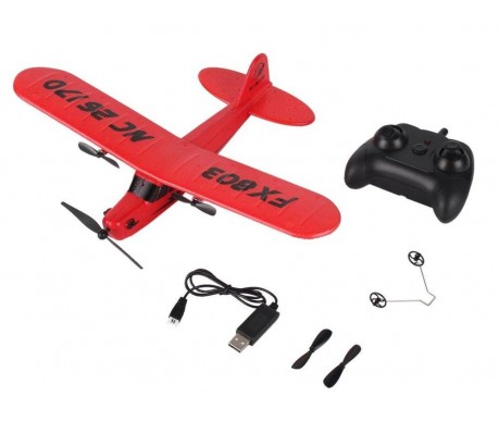 Радиоуправляемый самолет Piper Cub J3 для начинающих 2.4G - FX803-RED