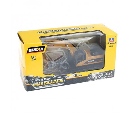 Металлический экскаватор с грейфером Hui Na Toys масштаб 1:50 - HN1713