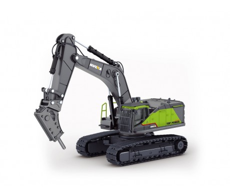 Металлический экскаватор с отбойным молотом HUI NA TOYS масштаб 1:50 - HN1723-GREEN