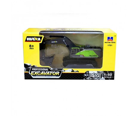 Металлический гусеничный экскаватор HUI NA TOYS масштаб 1:50 - HN1721-GREEN