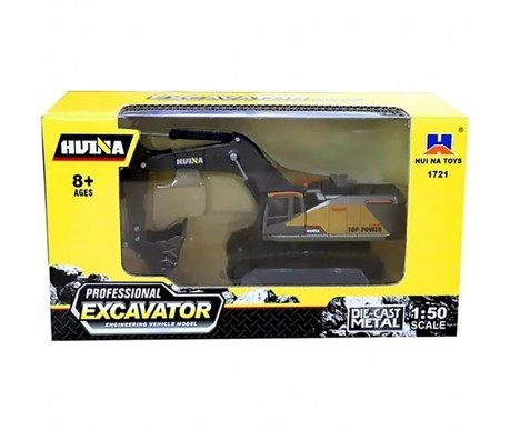 Металлический гусеничный экскаватор HUI NA TOYS масштаб 1:50 - HN1721-YELLOW