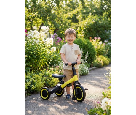 Детский беговел-велосипед 6в1 с родительской ручкой, желтый - TR008-YELLOW