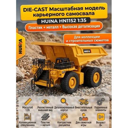 Масштабная модель карьерный самосвал HuiNa масштаб 1:35 - HN1152