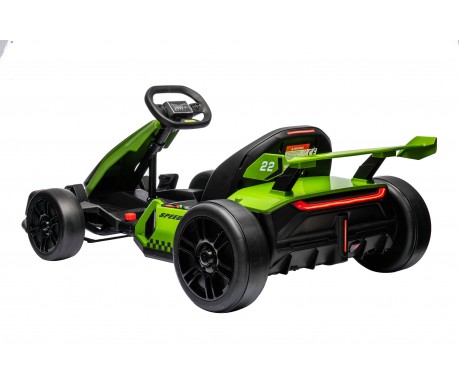 Детский электромобиль дрифт картинг (зеленый, 12 км/ч, 24V) - AHL007-GREEN