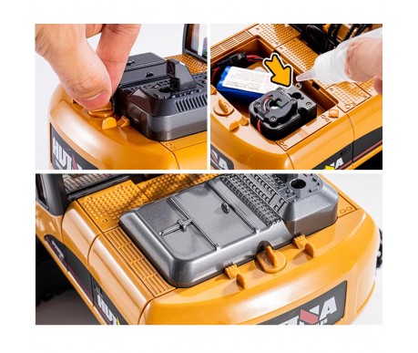 Радиоуправляемый экскаватор HUINA 3in1 с паром (ковш, отбойник, захват бревен) 1:14 - HN1535-1