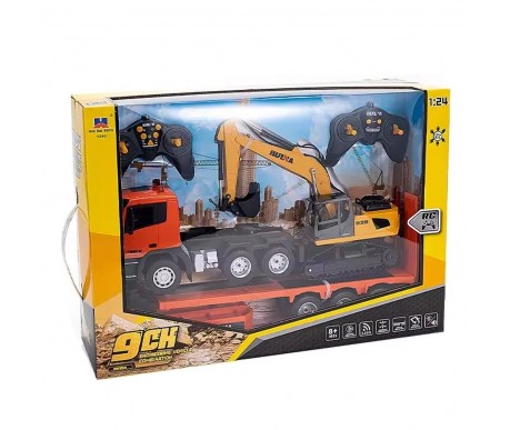 Радиоуправляемый грузовик трейлер с экскаватором HUINA 1:24 - HN1319