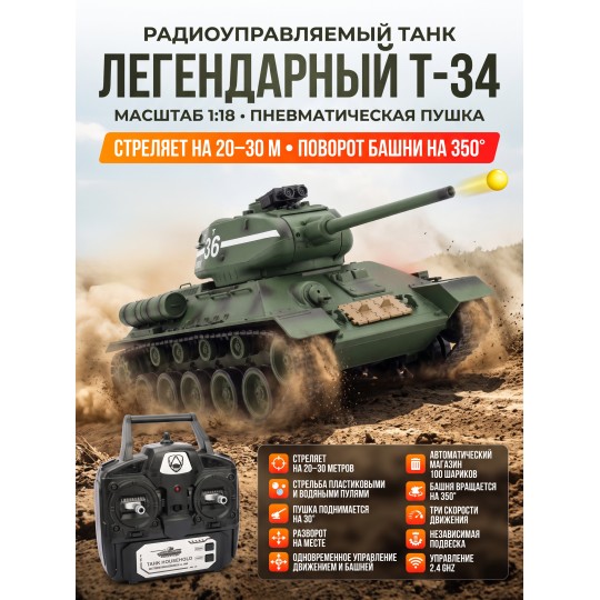 Радиоуправляемый танк R-WINGS T-34 - RWG021-842