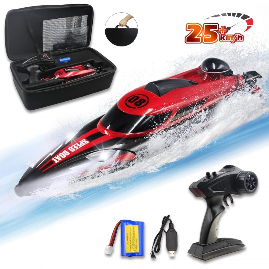 Радиоуправляемый катер Red SpeedBoat с сумкой (36 см, 25 км/ч) - HJ808-A1-BAG