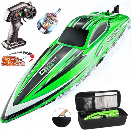 Радиоуправляемый катер Chasing Waves PRO с сумкой (41 см, 55 км/ч, Brushless) - HJ818PRO-GREEN-BAG