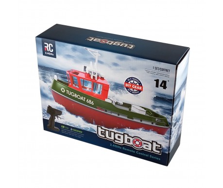 Радиоуправляемый буксир Tugboat зеленый 2.4G 1:72 - HL-3800-G