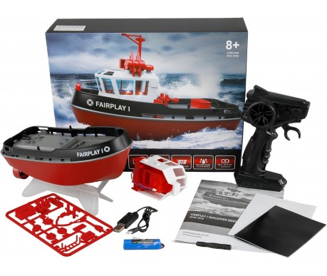 Радиоуправляемый буксир Tugboat черный 2.4G 1:72 - HL-3800-B