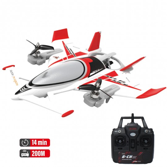 Радиоуправляемый самолет дрон SCI Fi Sky VTOL 3D6G 8ch - QIDI-570-RED