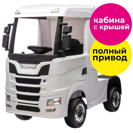 Детский электромобиль фура Scania 500R 4WD 12V - HL698-LUX-WHITE