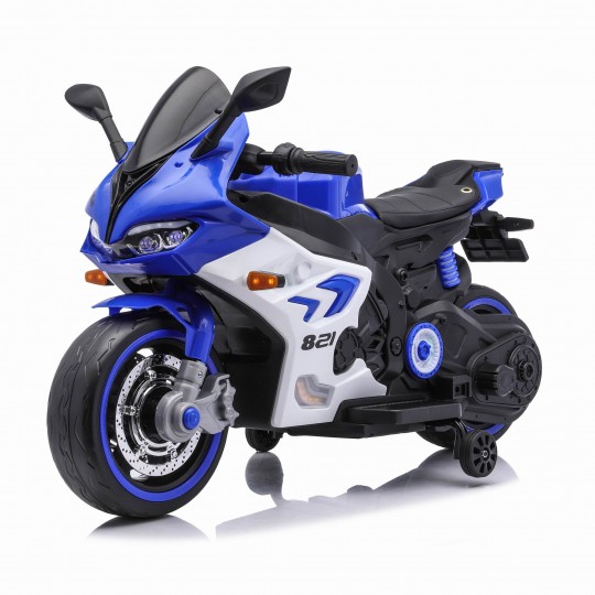 Детский электромотоцикл Ducati (12V, EVA, ручка газа, спидометр) - FT-821-BLUE-WHITE