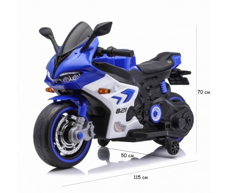 Детский электромотоцикл Ducati (12V, EVA, ручка газа, спидометр) - FT-821-BLUE-WHITE