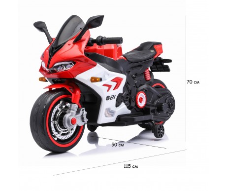 Детский электромотоцикл Ducati (12V, EVA, ручка газа, спидометр) - FT-821-RED-WHITE