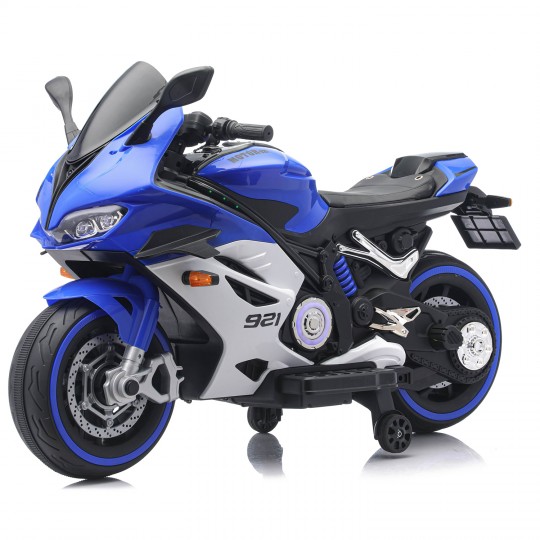 Детский электромотоцикл Ducati (12V, EVA, ручка газа, спидометр) - FT-921-BLUE-WHITE