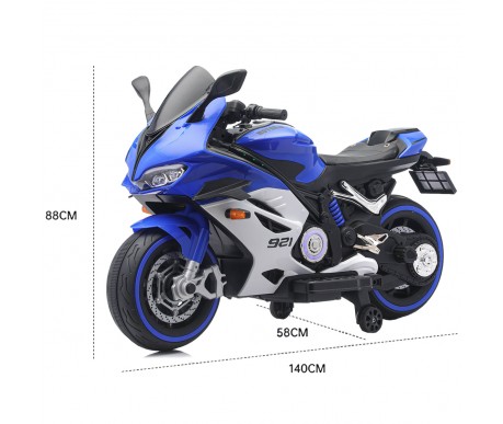 Детский электромотоцикл Ducati (12V, EVA, ручка газа, спидометр) - FT-921-BLUE-WHITE