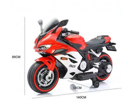 Детский электромотоцикл Ducati (12V, EVA, ручка газа, спидометр) - FT-921-RED-WHITE