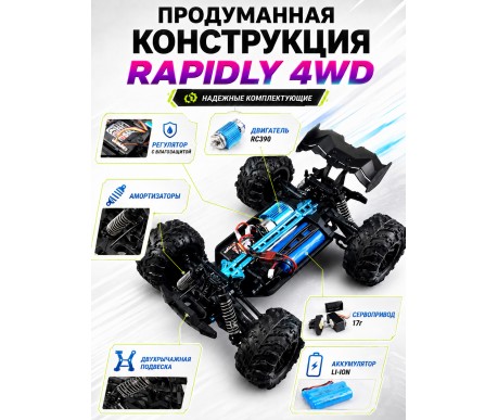Радиоуправляемый внедорожник Rapidly 4WD 1:16 - SCY-16101-PURPLE
