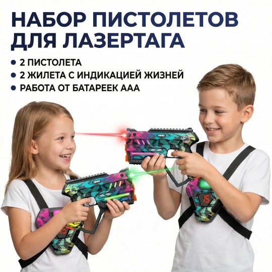 Набор для лазертага Wineya Star-Team (2 пистолета + 2 LED жилета) - W7008TL