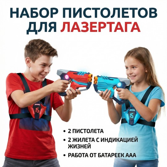 Набор для лазертага Wineya Star-Team (2 пистолета + 2 LED жилета) - W7011TL