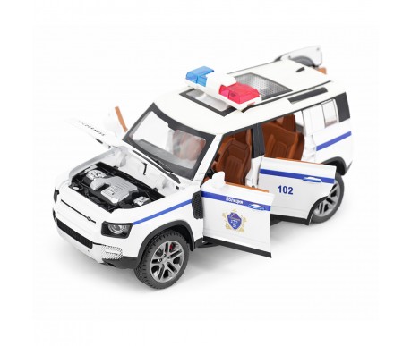 Радиоуправляемая металлическая полицейская машина Land Rover Defender 1:22 - HCL-3610-WHITE