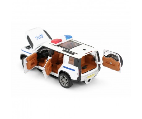 Радиоуправляемая металлическая полицейская машина Land Rover Defender 1:22 - HCL-3610-WHITE