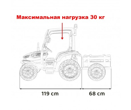 Детский электромобиль трактор с прицепом (синий, EVA, 4WD, пульт, 24V) - BLT-206C-4WD-24V-BLUE