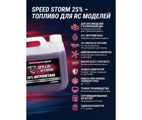 Топливо для радиоуправляемых машин Speed Storm Car 3л 25%  - SSC-25-3