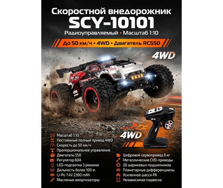 Радиоуправляемый внедорожник 4WD 1:10 - SCY-10101-RED