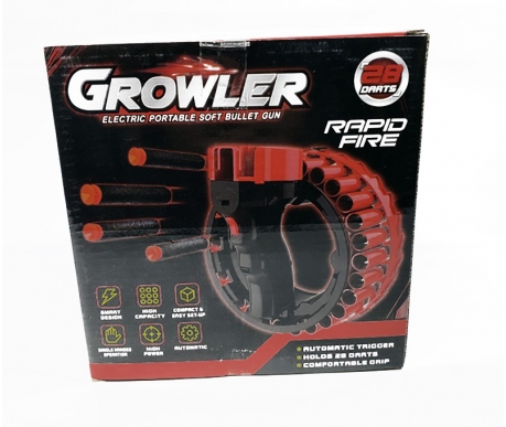 Бластер D-Dart Growler с автоматическим механизмом и мягкими пулями - CS-H01