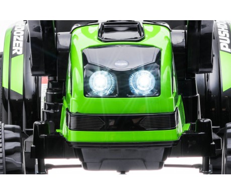 Детский электромобиль трактор с ковшом и пультом управления (зеленый, 2WD, EVA) - HL389-LUX-GREEN