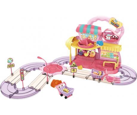 Игровой набор Fenfa "Город хомяков" Розовый хомяк и супермаркет со светом и звуком - 1619F